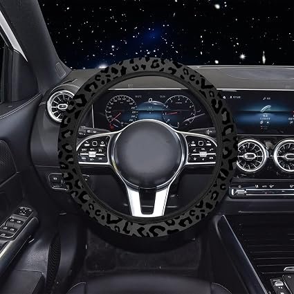 10 Pieces Leopard Print Car Steering Wheel Cover Center Console Armrest Pad Headrest - Image 3